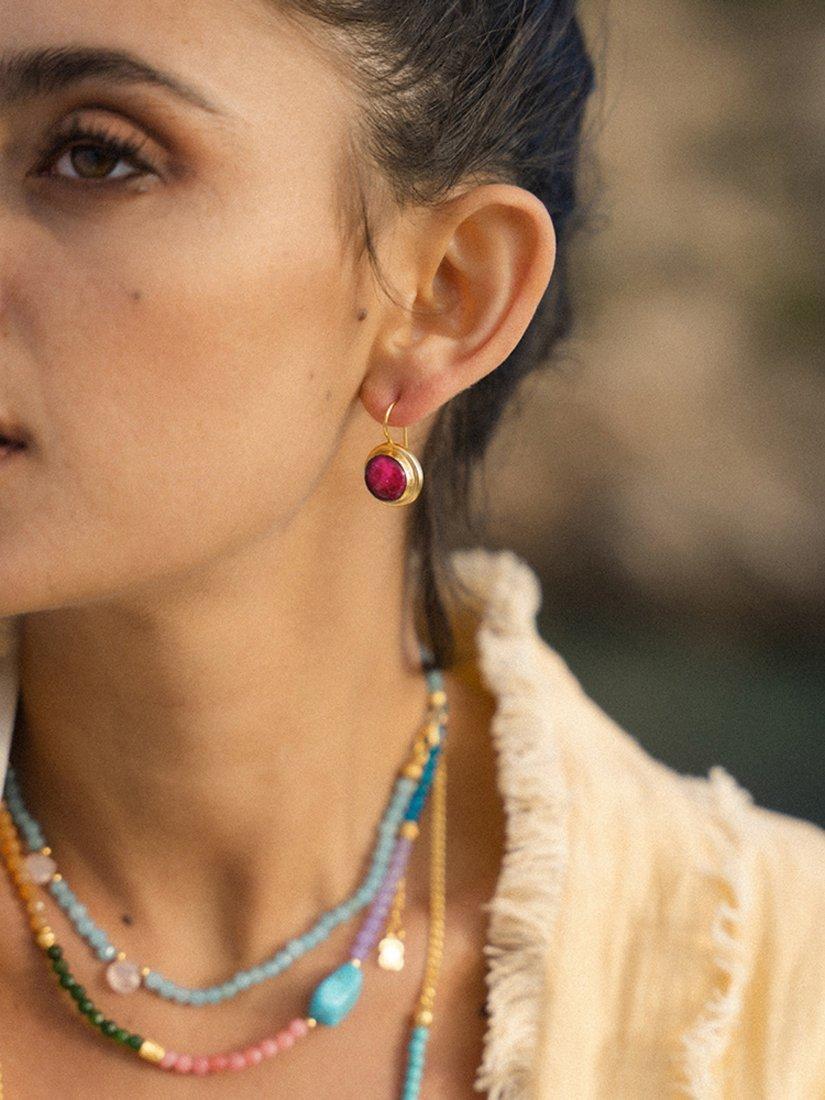 Ottoman Hands Noa Ruby Drop Earrings gold - British product