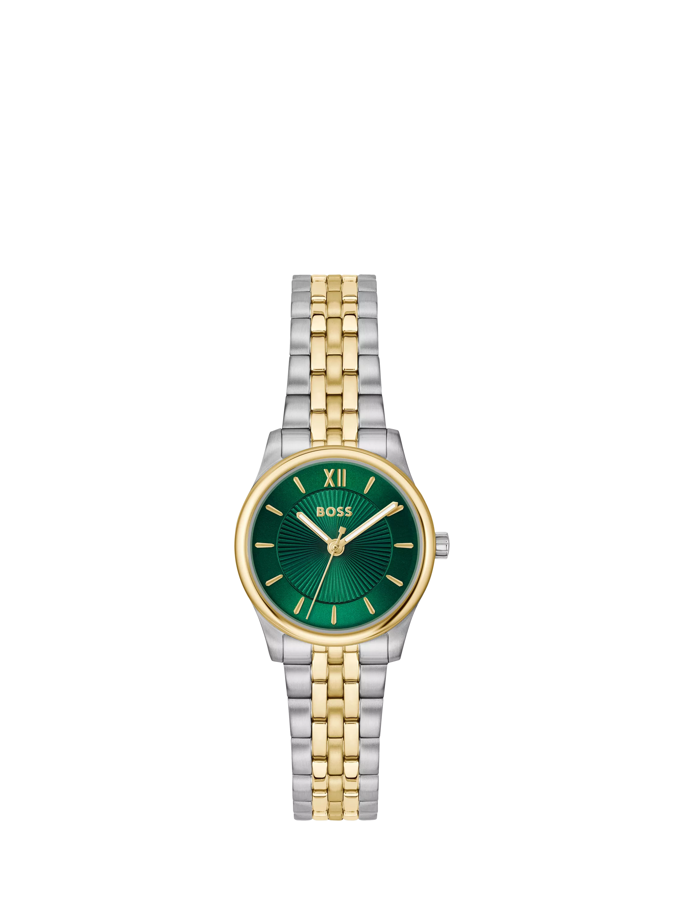 HUGO BOSS women's watch green sunray dial two-tone bracelet 25mm, UK version