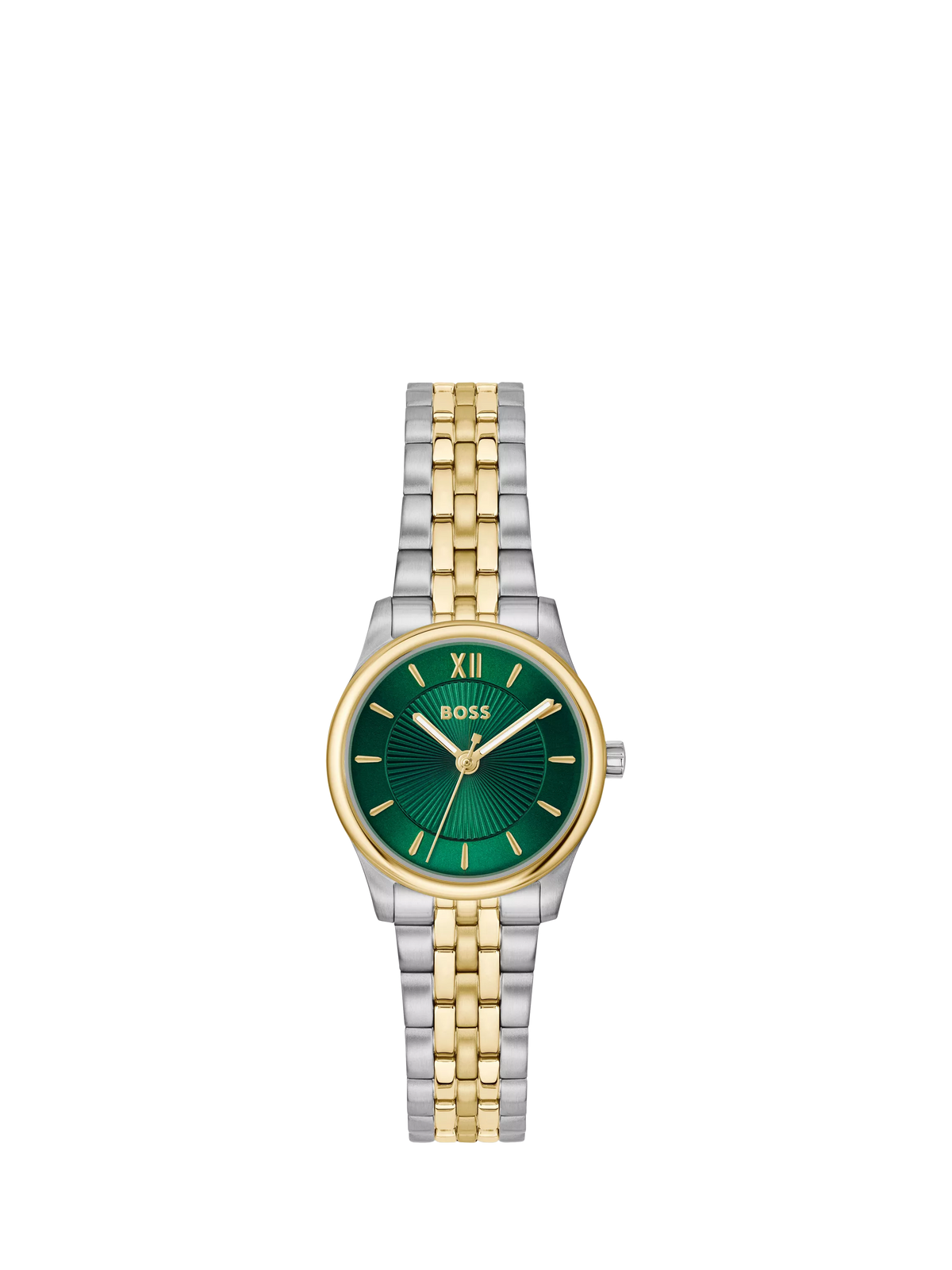 HUGO BOSS women's watch green sunray dial two-tone bracelet 25mm, UK version