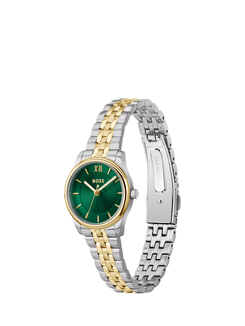 HUGO BOSS women's watch green sunray dial two-tone bracelet 25mm, UK version