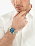 HUGO BOSS men's round stainless steel bracelet watch blue dial, imported from the UK