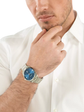 HUGO BOSS men's round stainless steel bracelet watch blue dial, imported from the UK