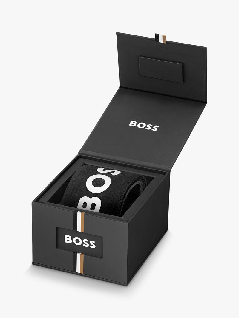 HUGO BOSS men's round stainless steel bracelet watch blue dial, imported from the UK