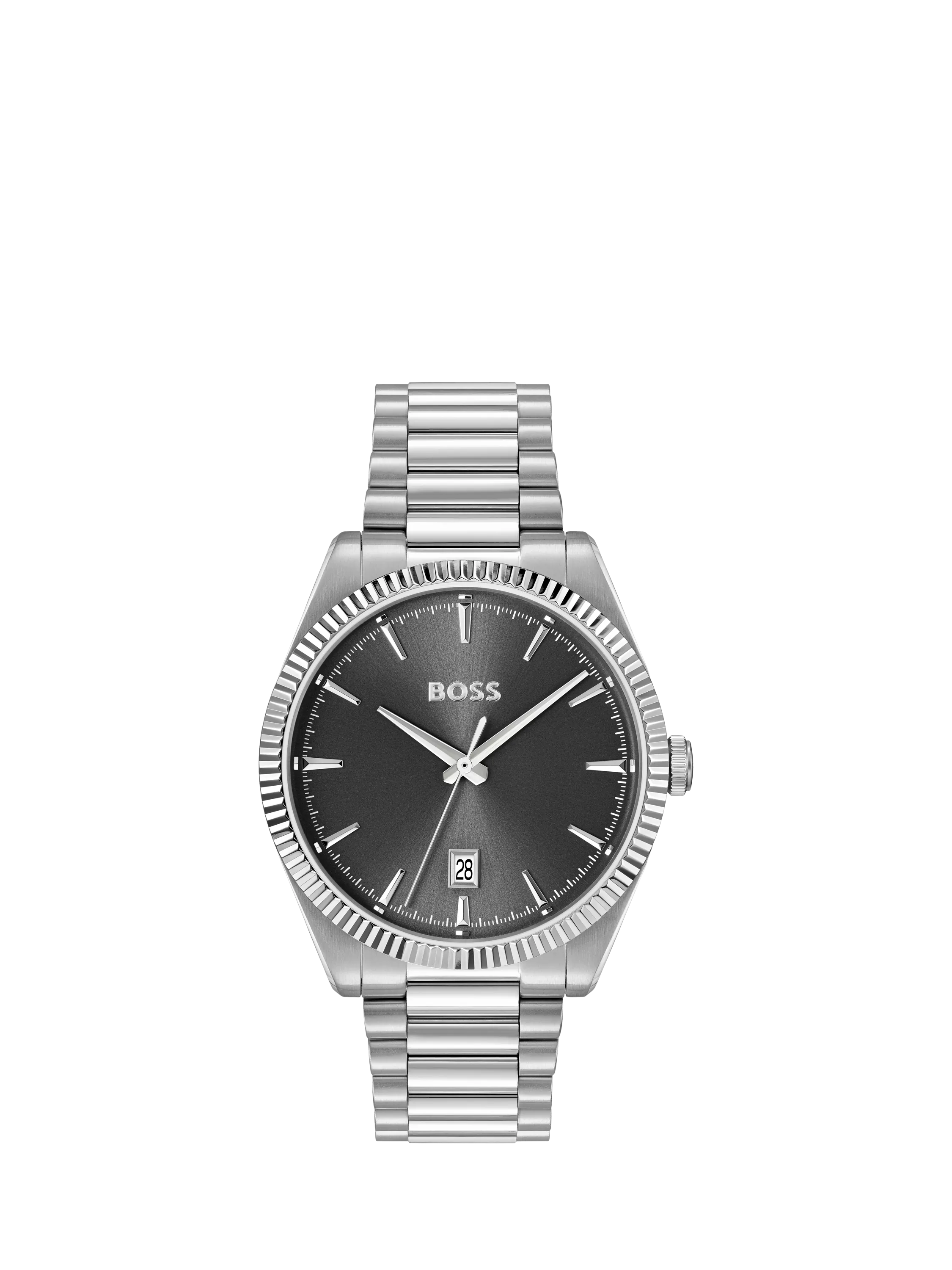 HUGO BOSS men's watch 40mm stainless steel grey dial (British brand)