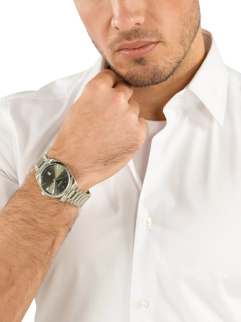 HUGO BOSS men's watch 40mm stainless steel grey dial (British brand)