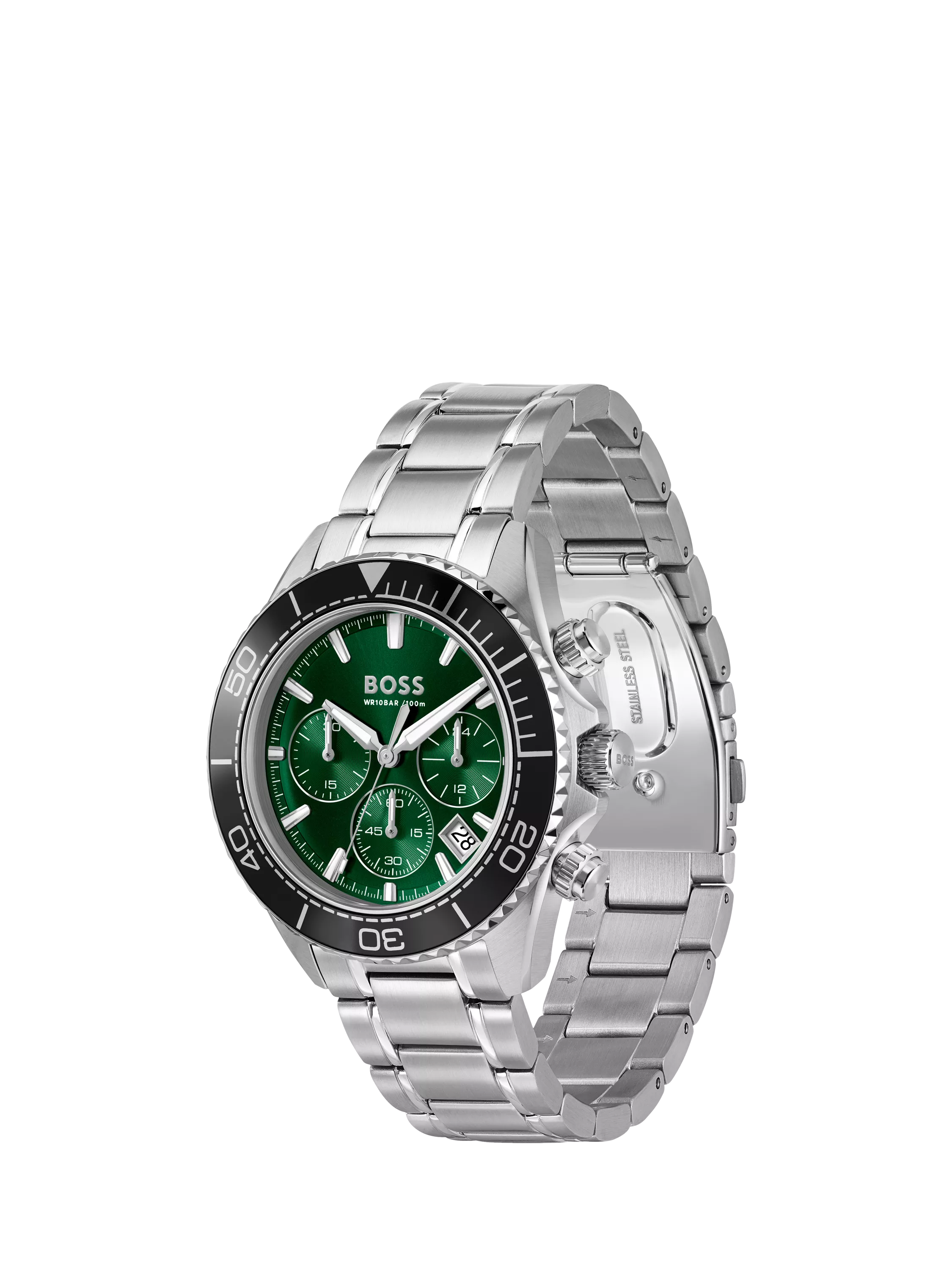 HUGO BOSS silver chronograph watch 44mm, imported from the UK