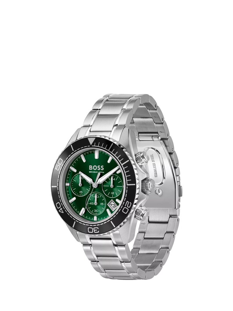 HUGO BOSS silver chronograph watch 44mm, imported from the UK