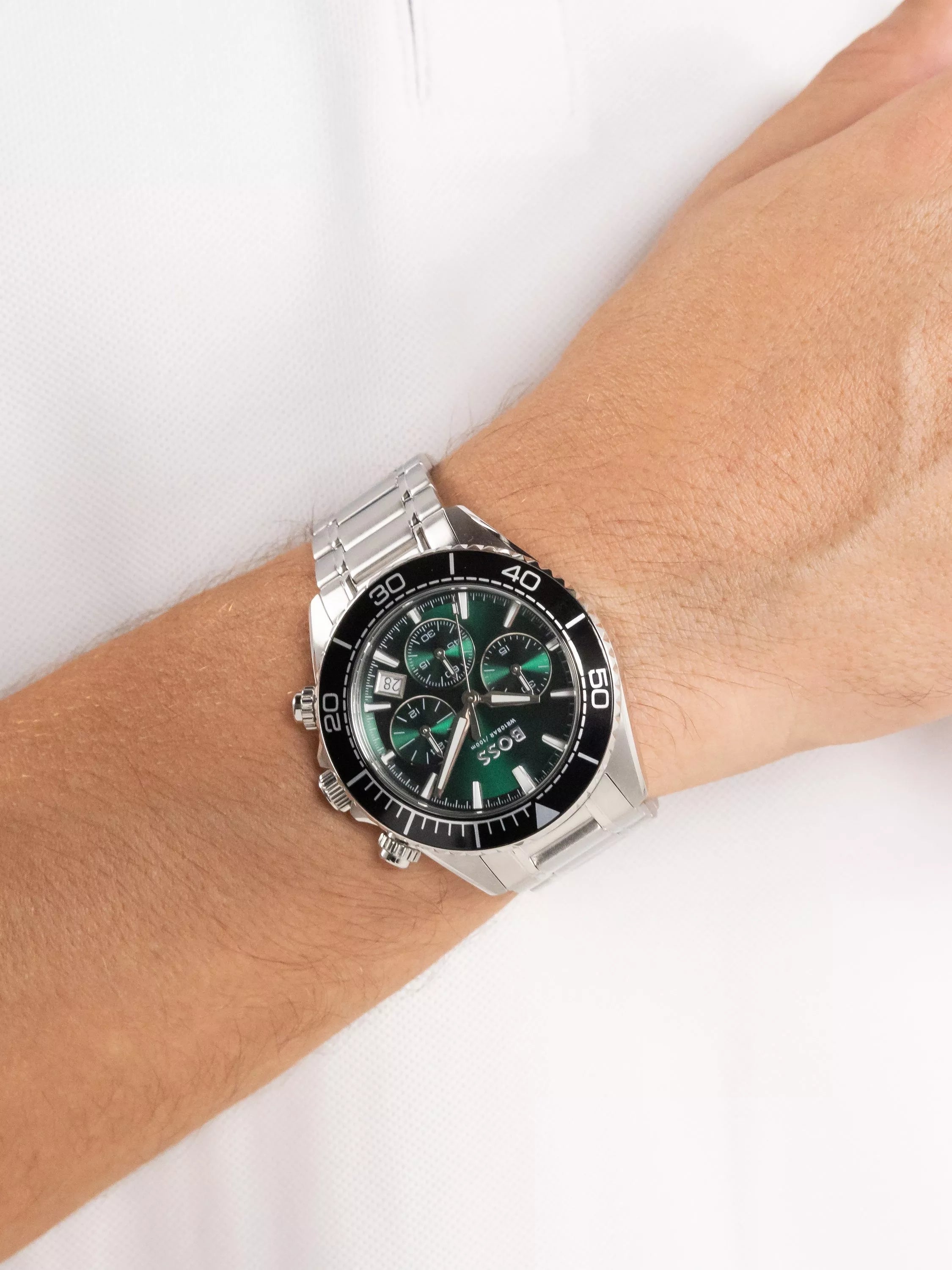 HUGO BOSS silver chronograph watch 44mm, imported from the UK