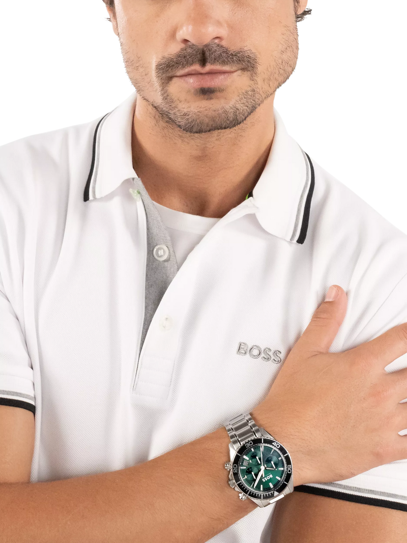 HUGO BOSS silver chronograph watch 44mm, imported from the UK