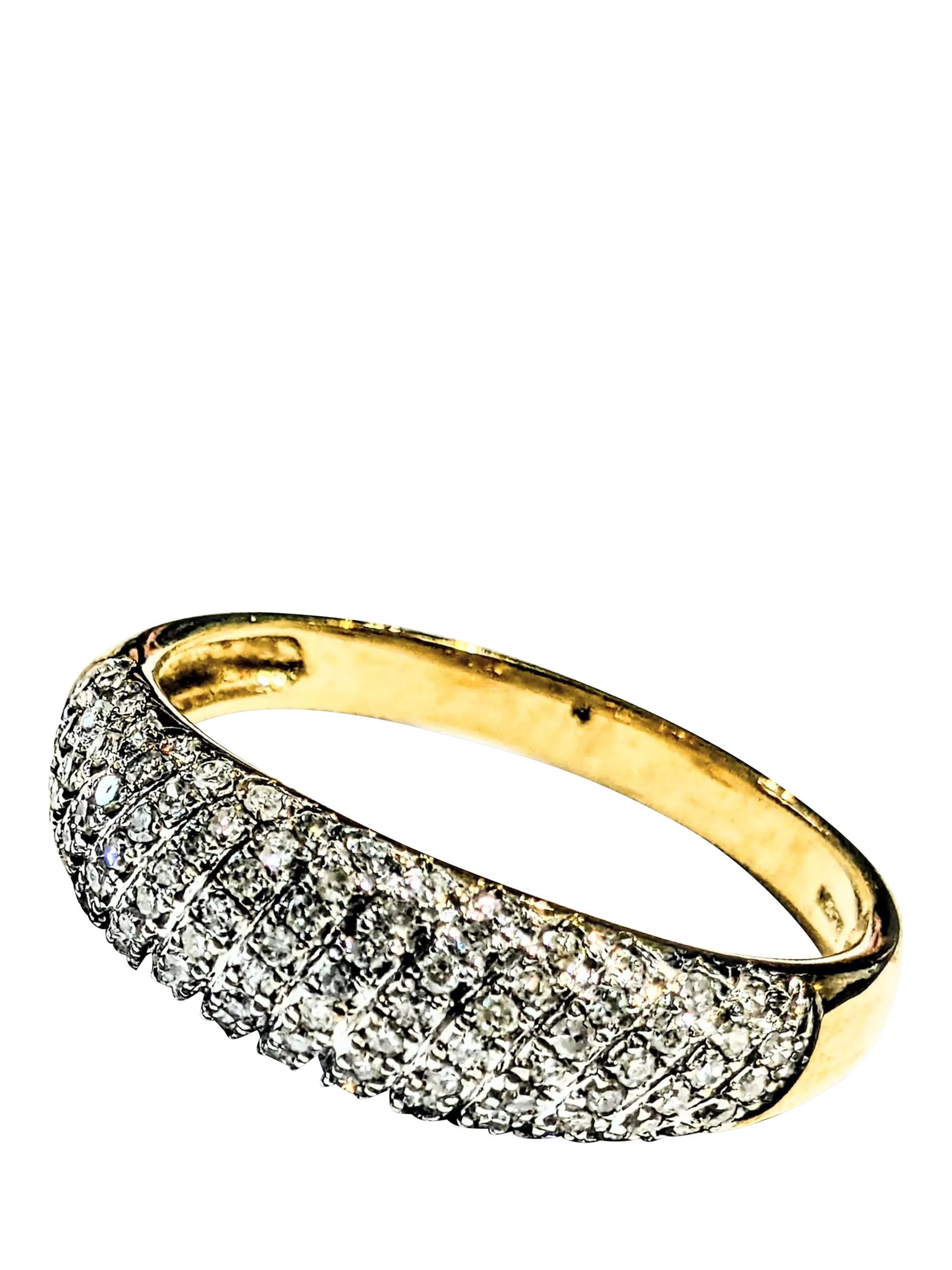 L&T Heirlooms 9ct gold diamond bombe ring, UK version