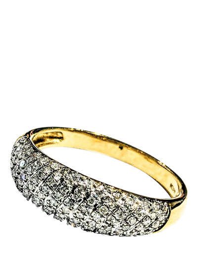 John Lewis L & T Heirlooms Pre-loved 9ct Yellow Gold 100-Stone 0.50ct Diamond Bombe Ring- Buy online at McGrocer