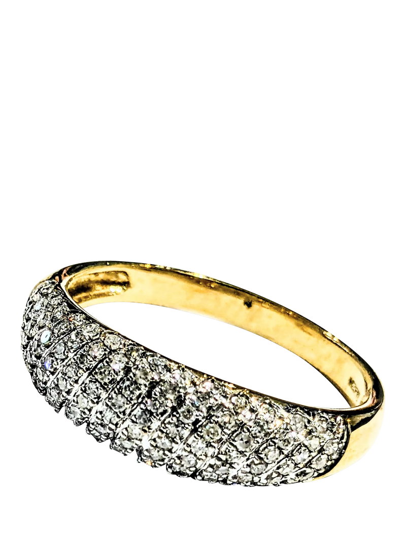 L&T Heirlooms 9ct gold diamond bombe ring, UK version