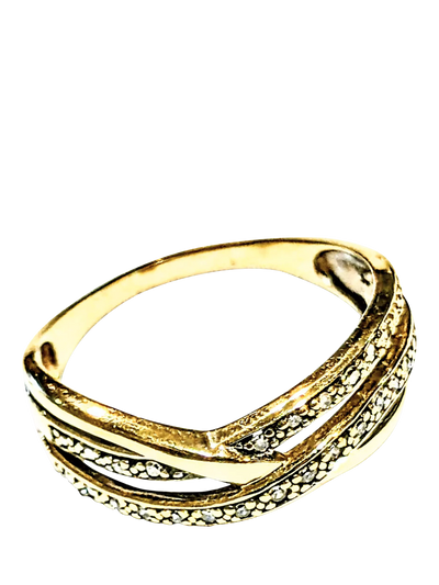 John Lewis L & T Heirlooms Pre-loved 9ct Yellow Gold Diamond Twist Ring, Size S- Buy online at McGrocer