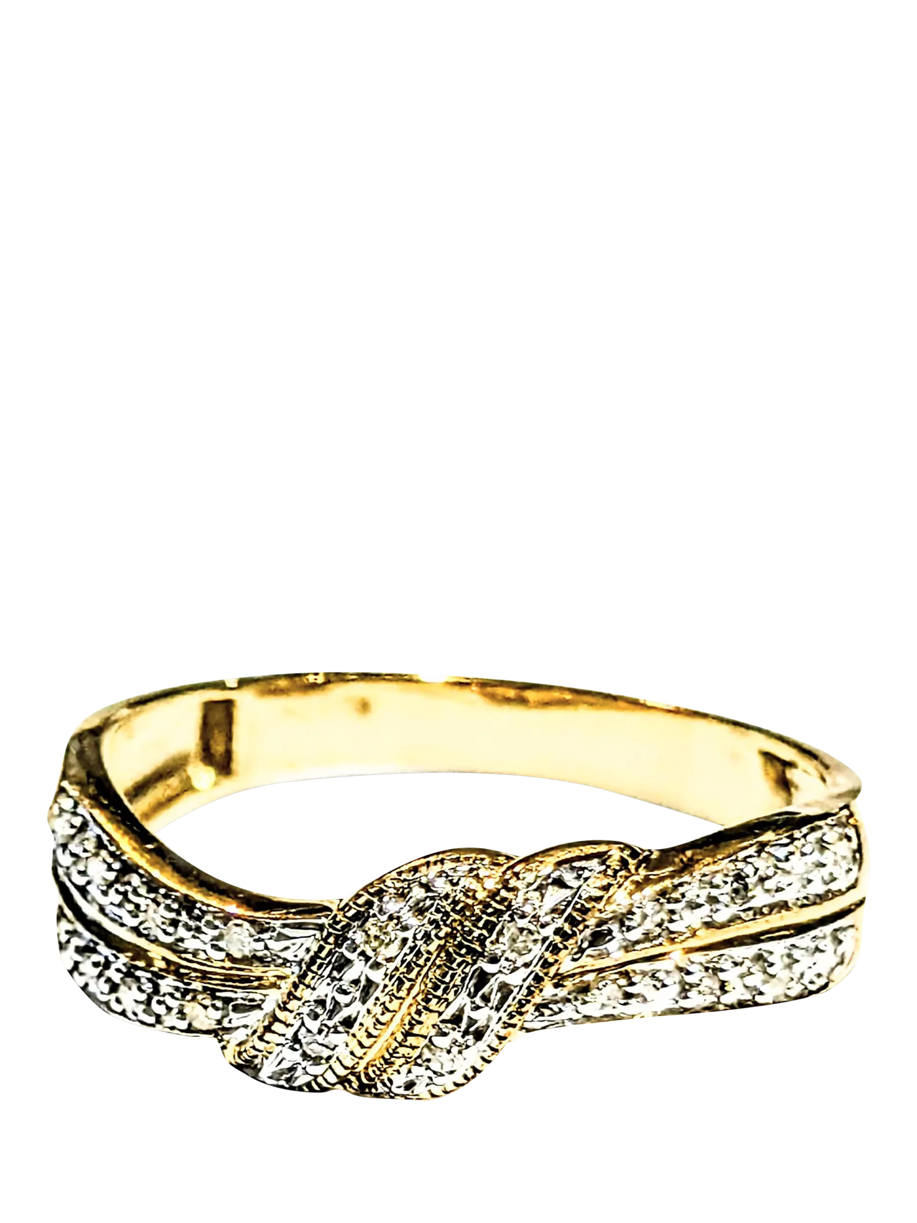 L&T Heirlooms pre-loved 9ct yellow gold diamond crossover ring size R - British product