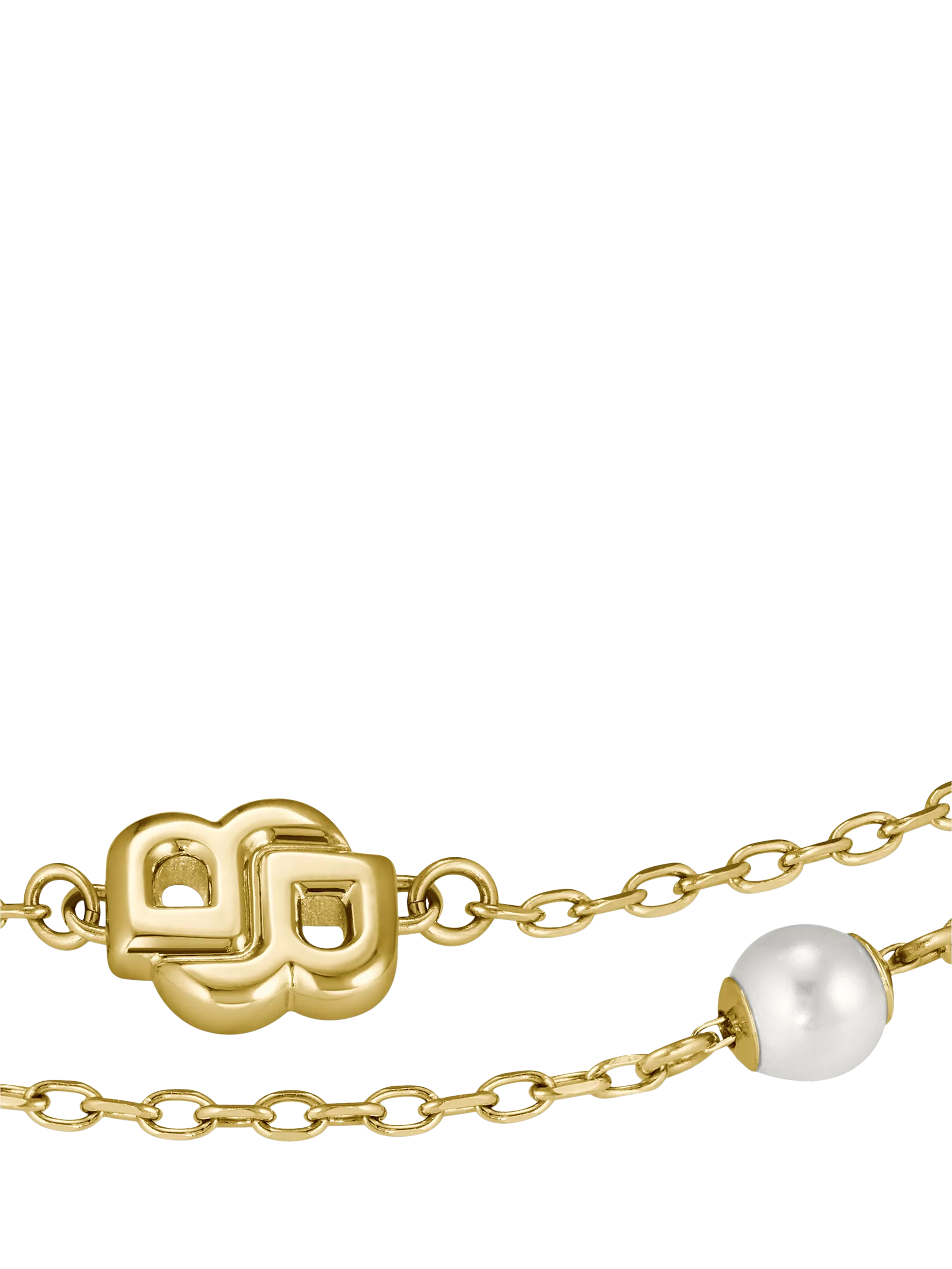 HUGO BOSS layered chain pearl charm bracelet gold, imported from the UK