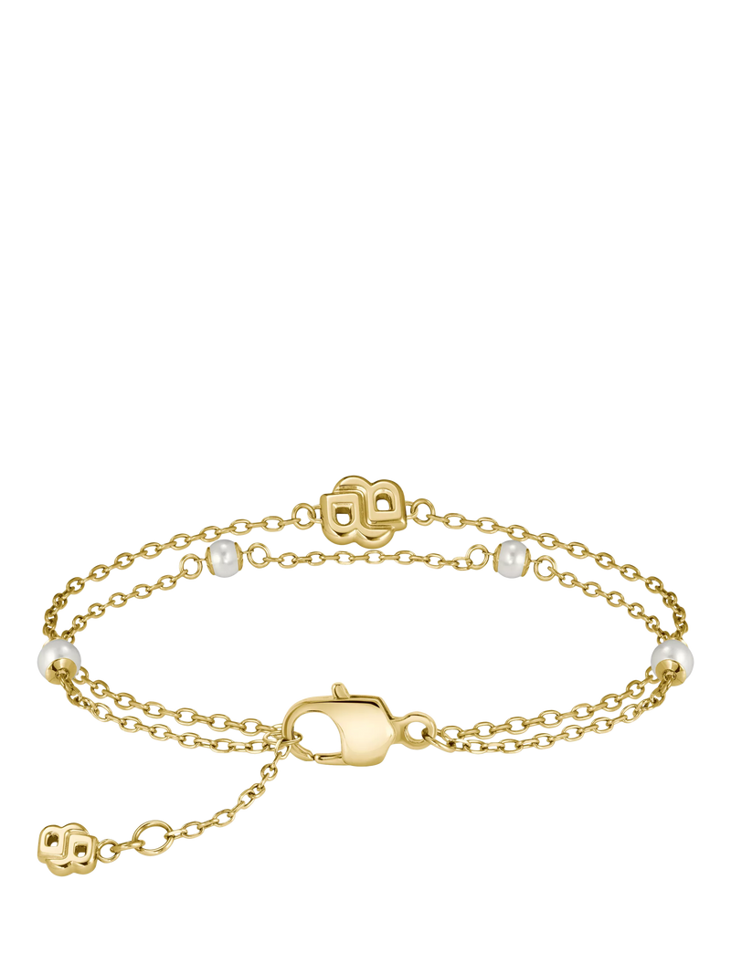 HUGO BOSS layered chain pearl charm bracelet gold, imported from the UK