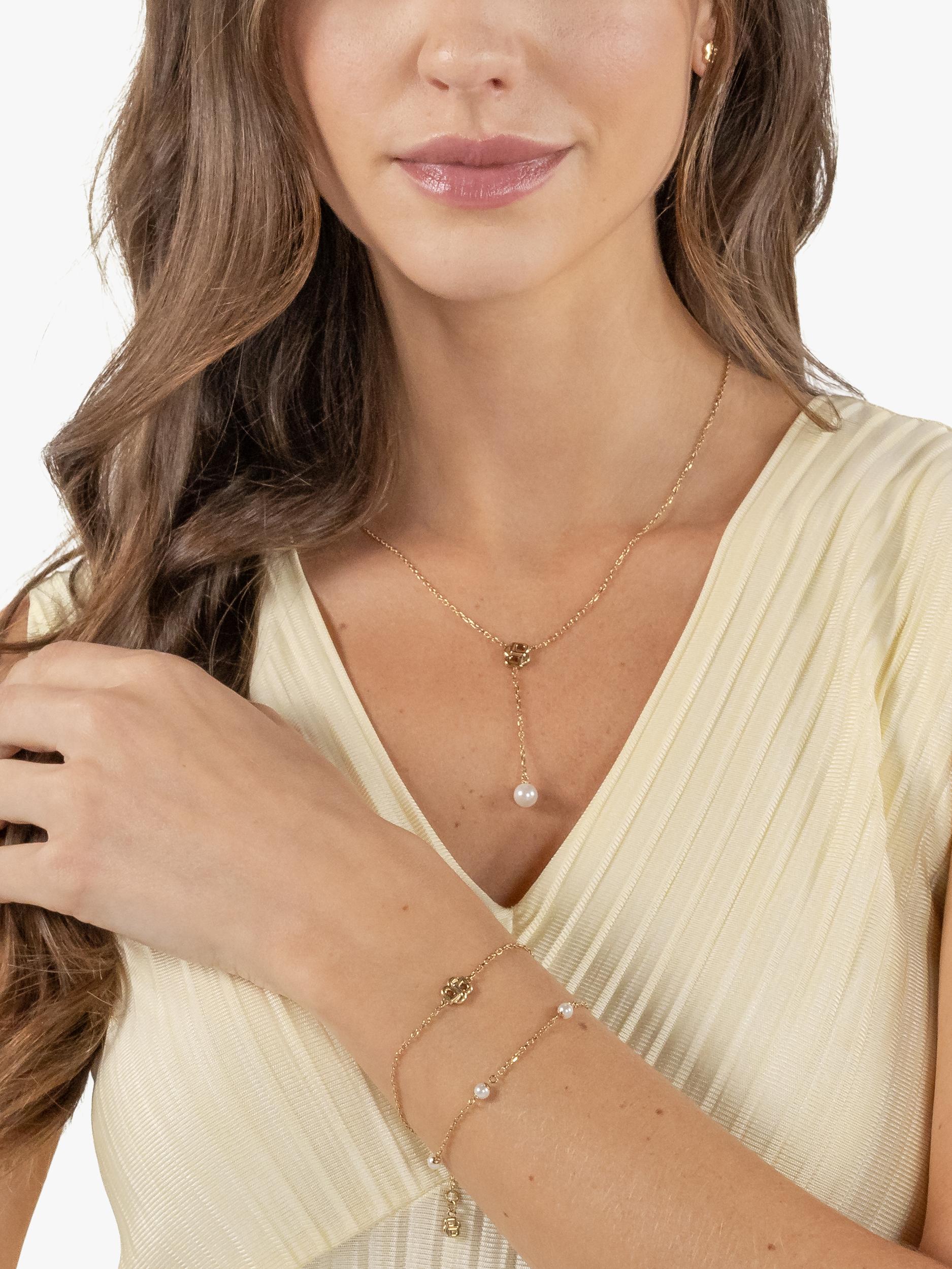 HUGO BOSS layered chain pearl charm bracelet gold, imported from the UK