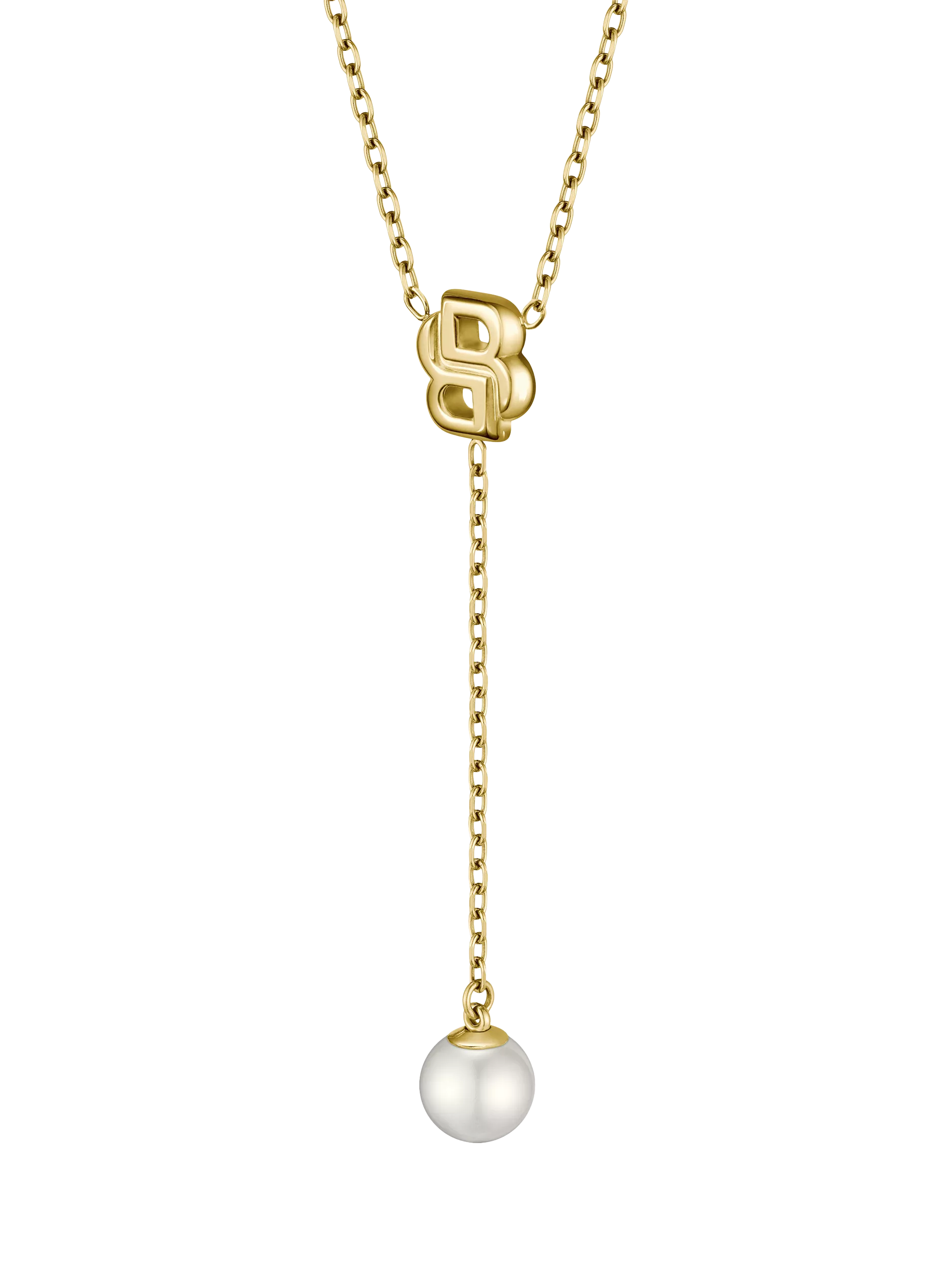 HUGO BOSS necklace Double B Pearl Drop gold, UK version