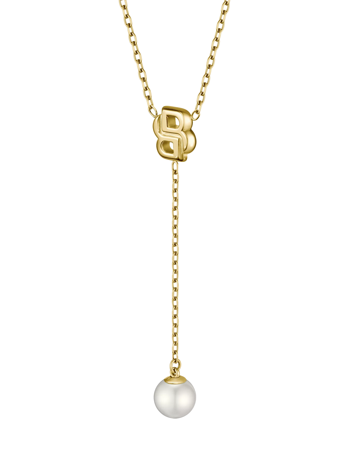 HUGO BOSS necklace Double B Pearl Drop gold, UK version