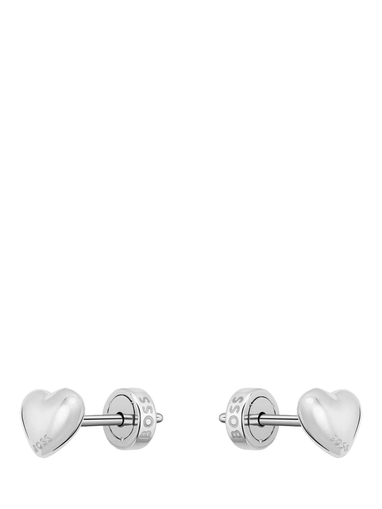 HUGO BOSS heart stud earrings in sterling silver, UK version