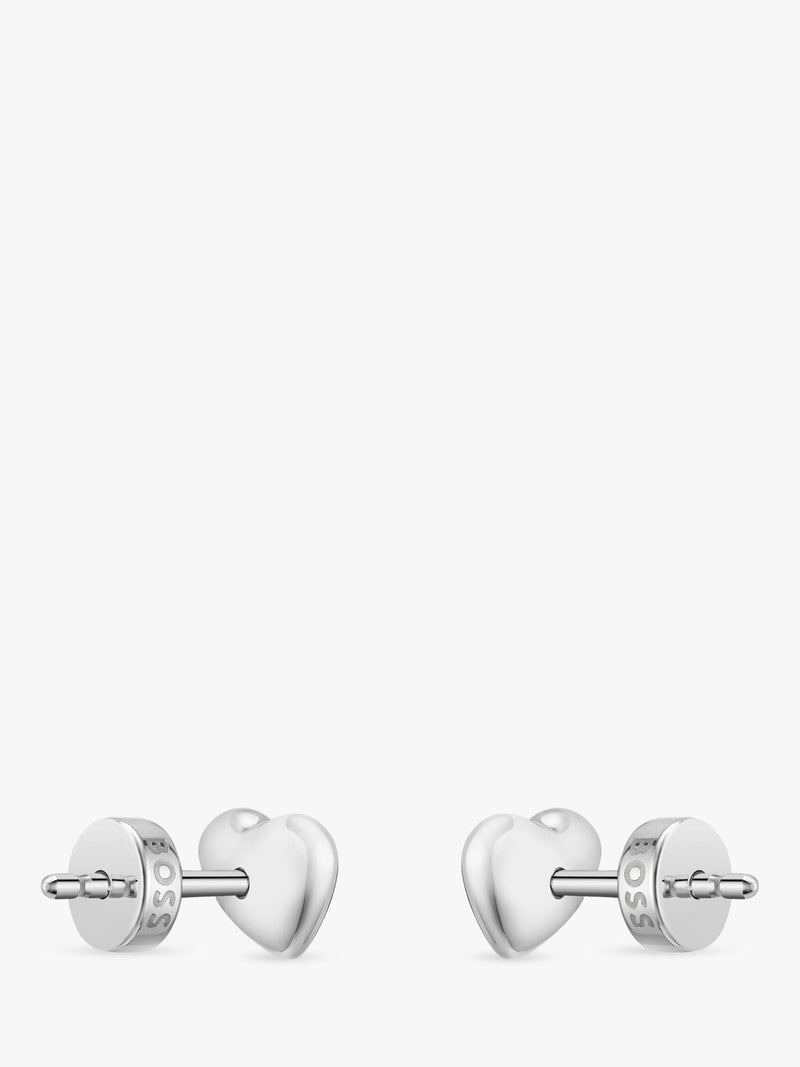 HUGO BOSS heart stud earrings in sterling silver, UK version