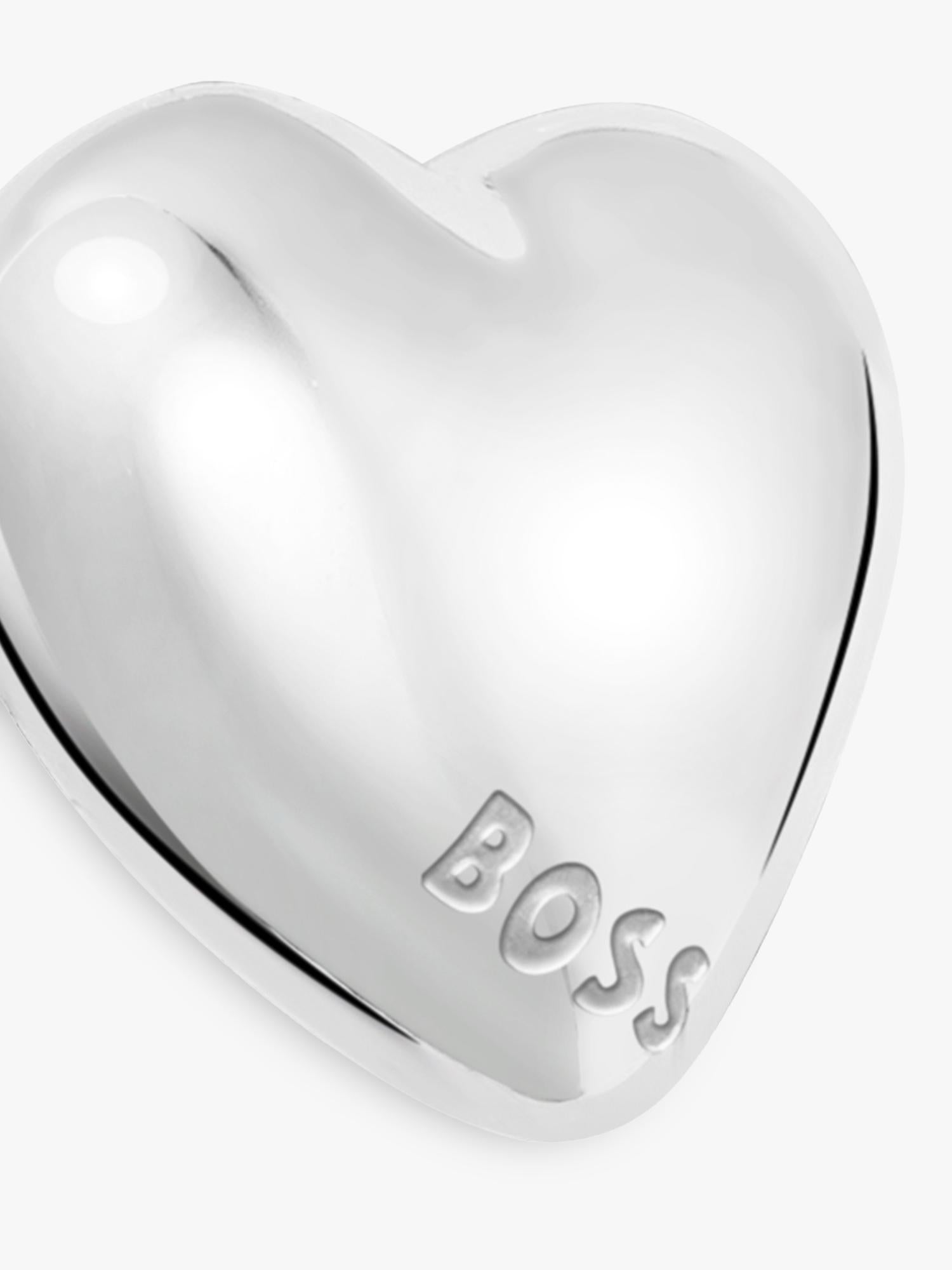HUGO BOSS heart stud earrings in sterling silver, UK version