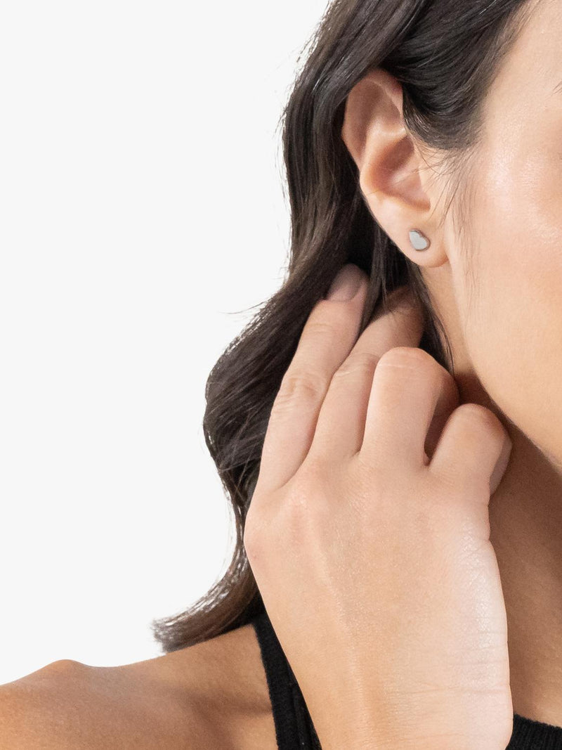 HUGO BOSS heart stud earrings in sterling silver, UK version