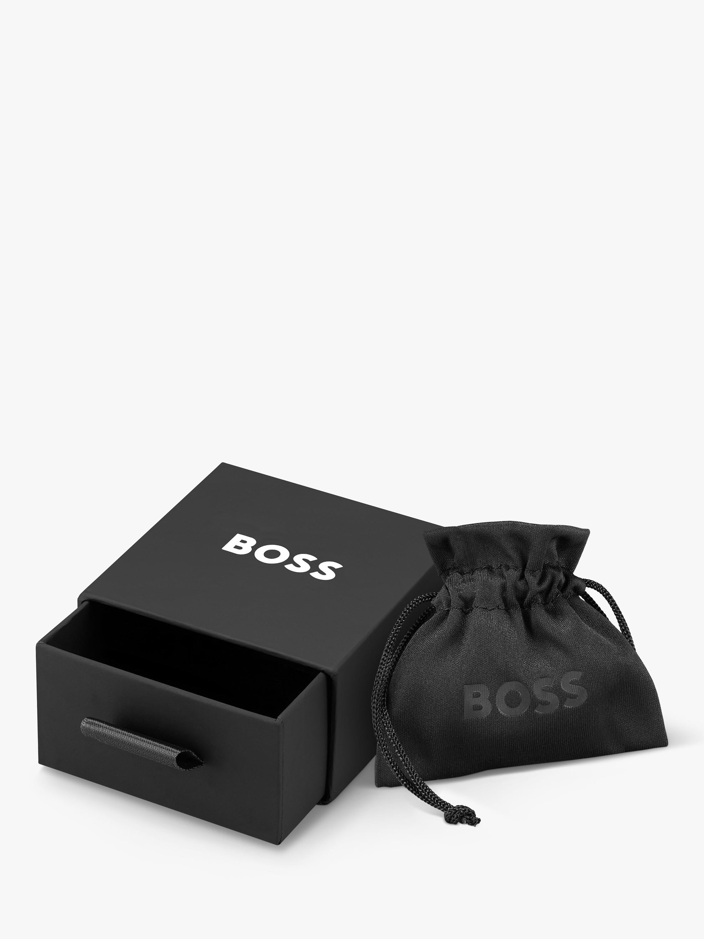 HUGO BOSS heart stud earrings in sterling silver, UK version