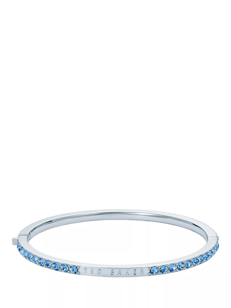 Ted Baker crystal hinged bangle bracelet silver light blue, imported from the UK