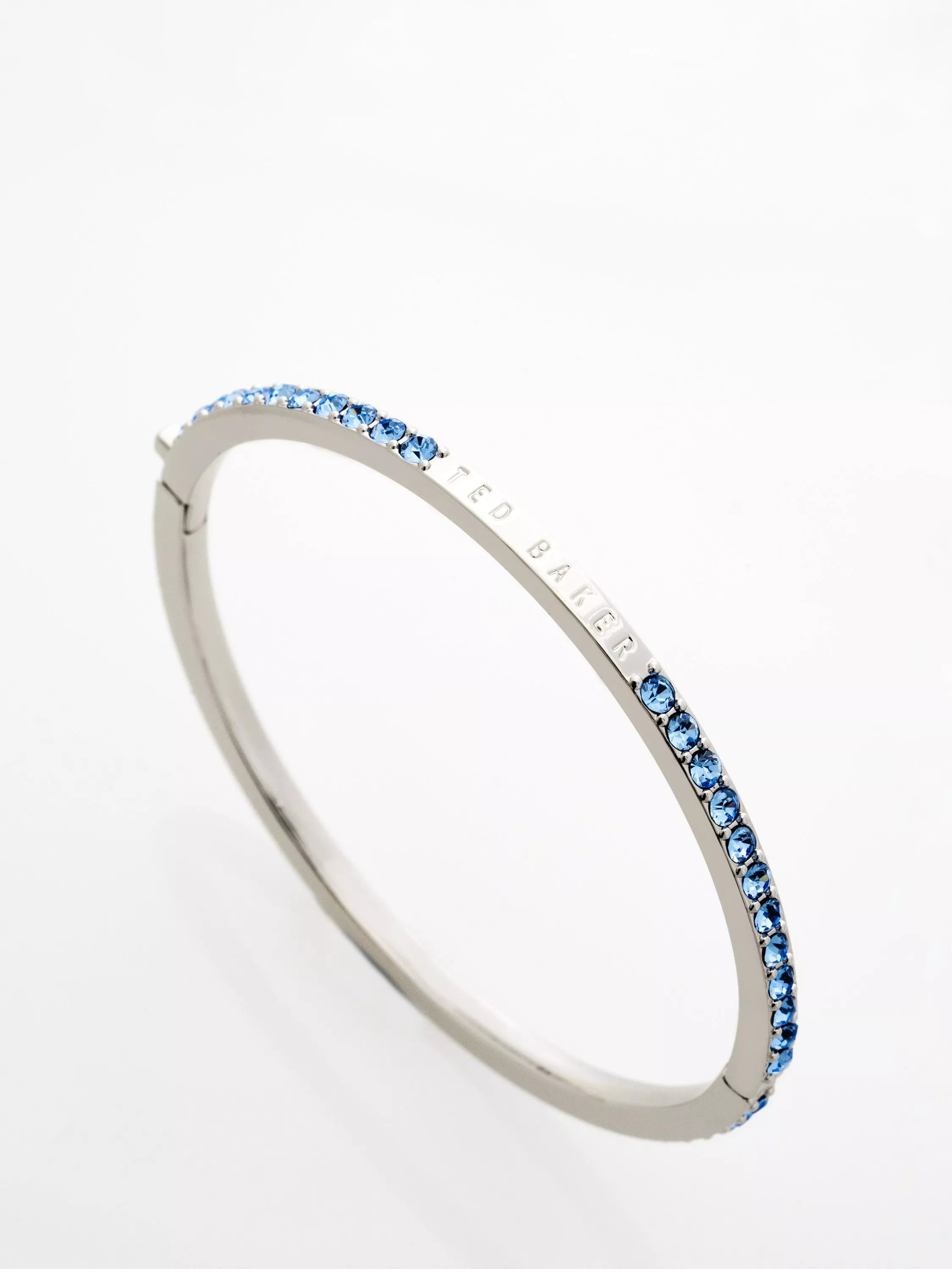 Ted Baker crystal hinged bangle bracelet silver light blue, imported from the UK