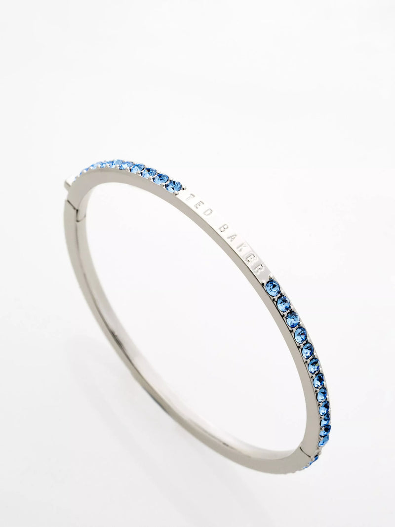 Ted Baker crystal hinged bangle bracelet silver light blue, imported from the UK