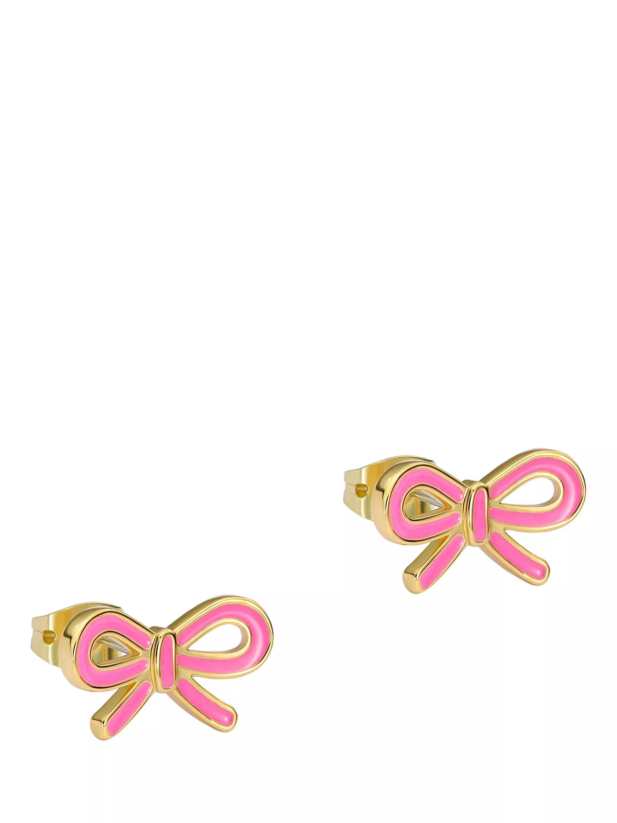 Ted Baker bow enamel stud earrings pink and gold (British brand)