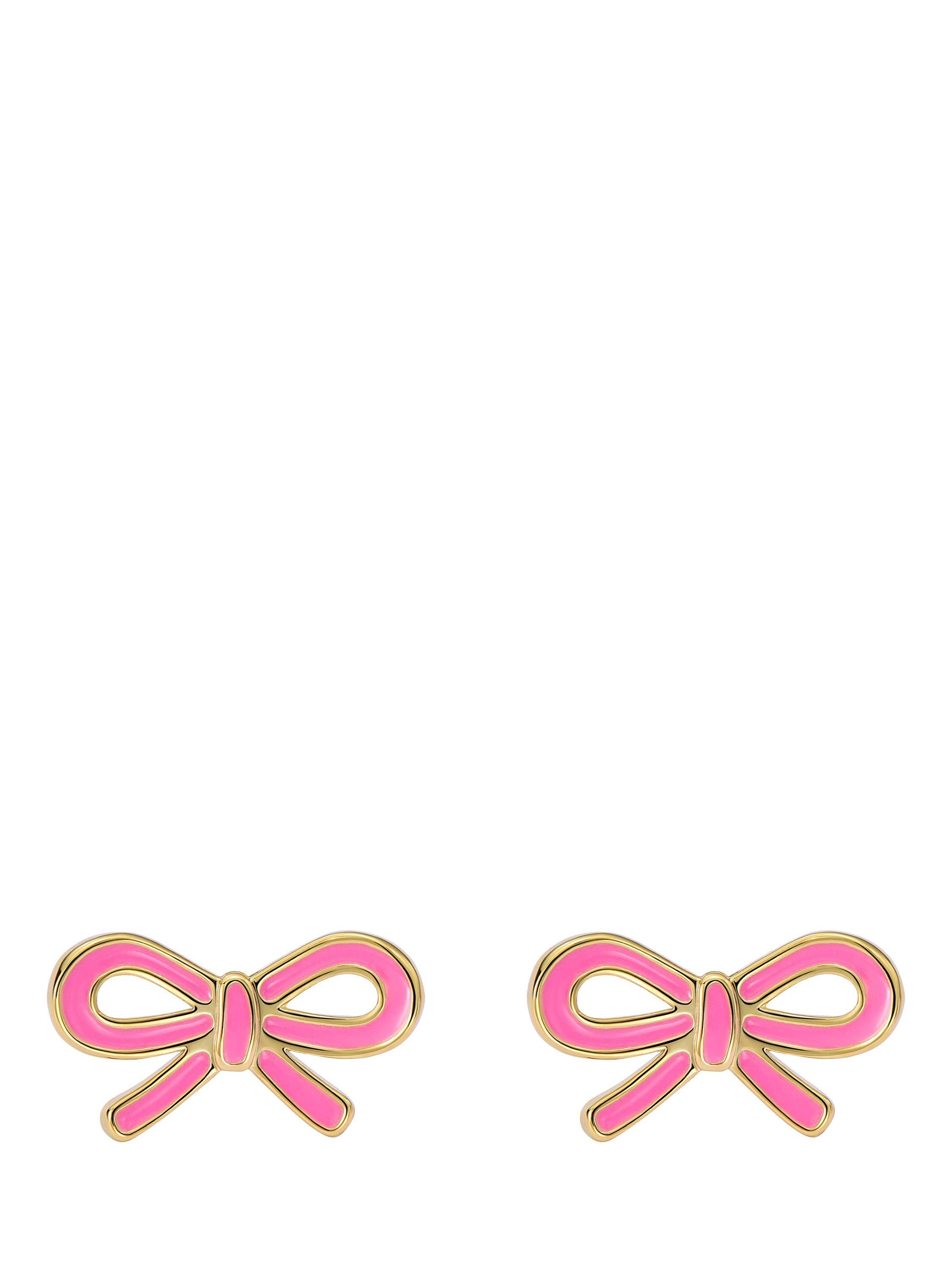 Ted Baker bow enamel stud earrings pink and gold (British brand)
