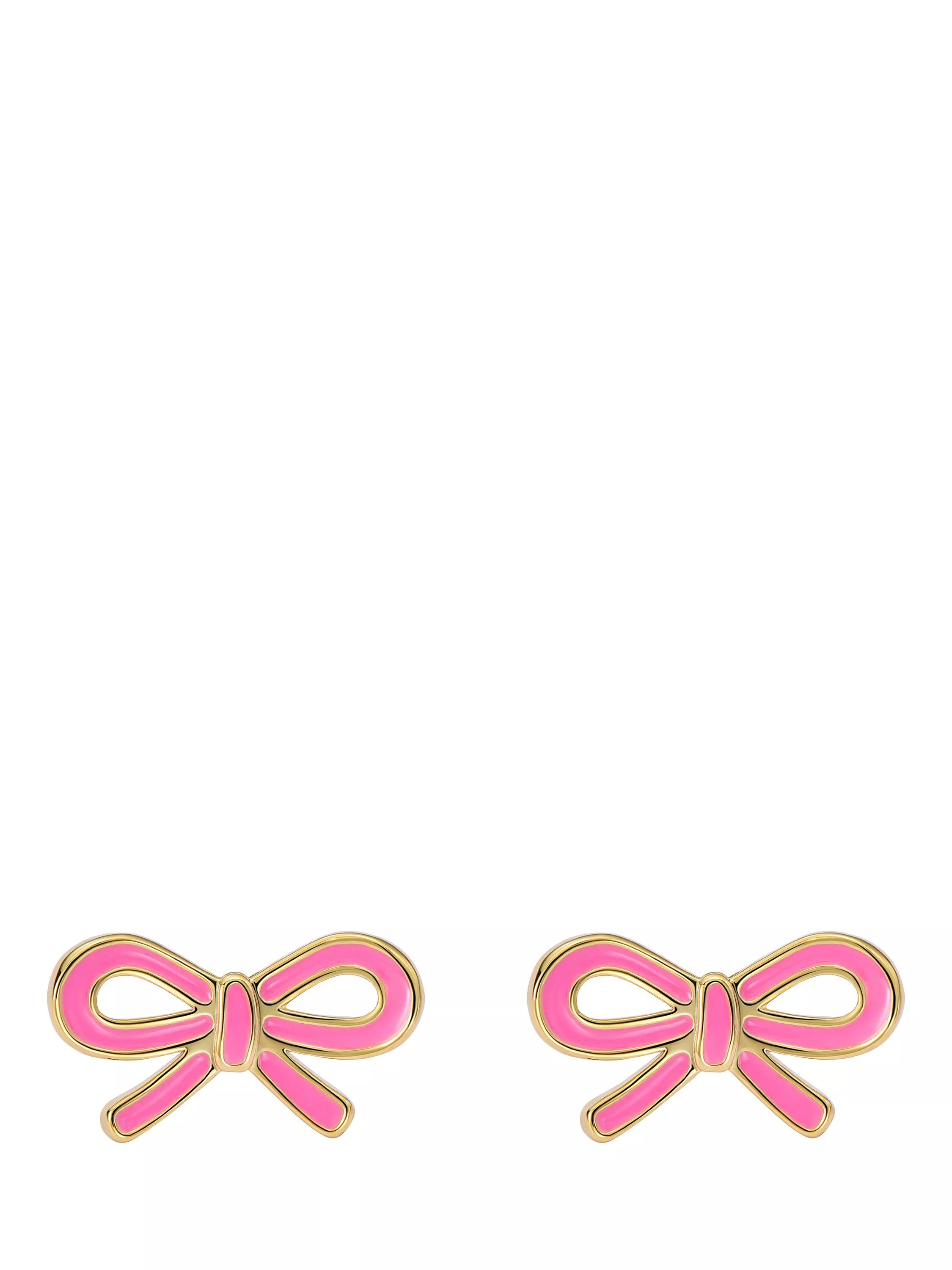 Ted Baker bow enamel stud earrings pink and gold (British brand)