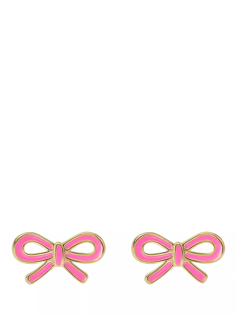 Ted Baker bow enamel stud earrings pink and gold (British brand)