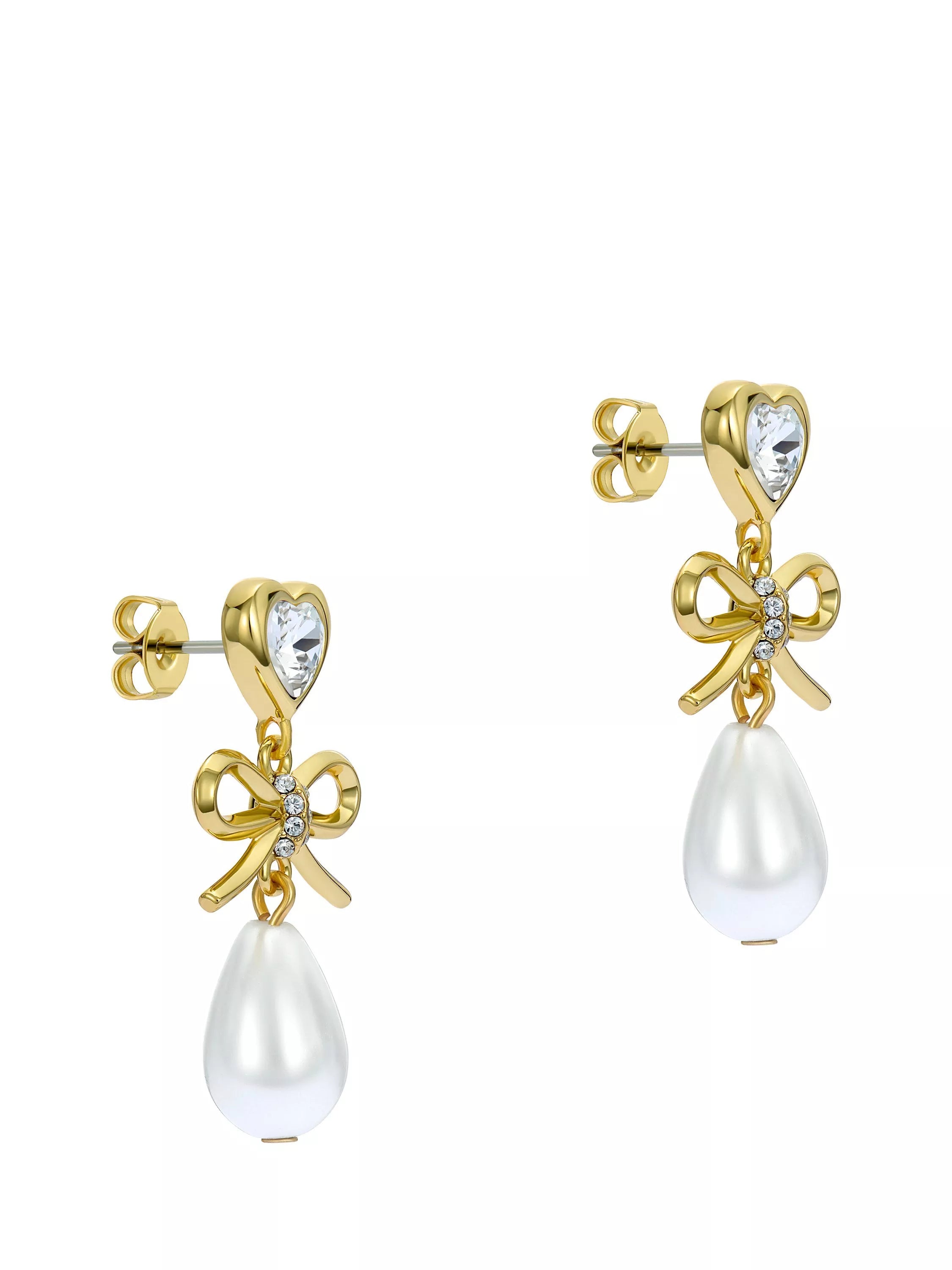 Ted Baker pearl drop earrings gold tone, UK version