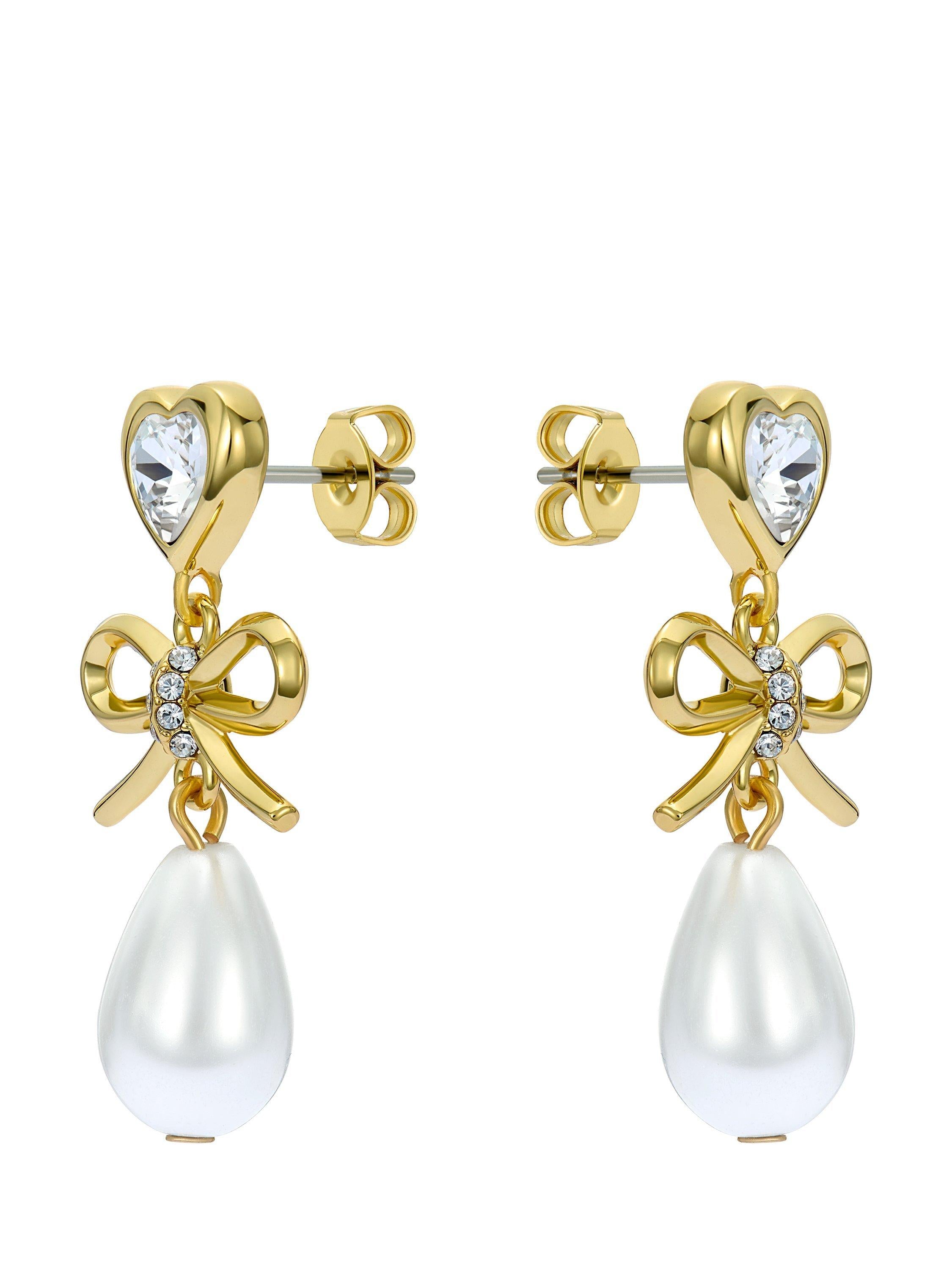 Ted Baker pearl drop earrings gold tone, UK version