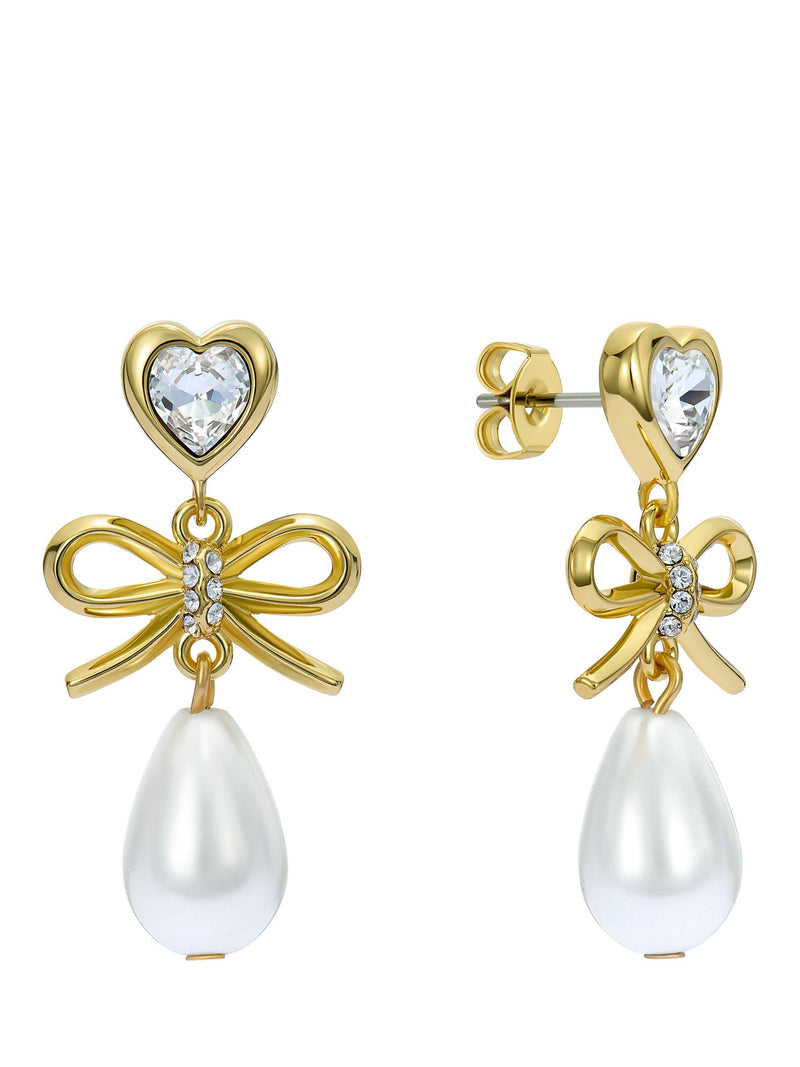 Ted Baker pearl drop earrings gold tone, UK version