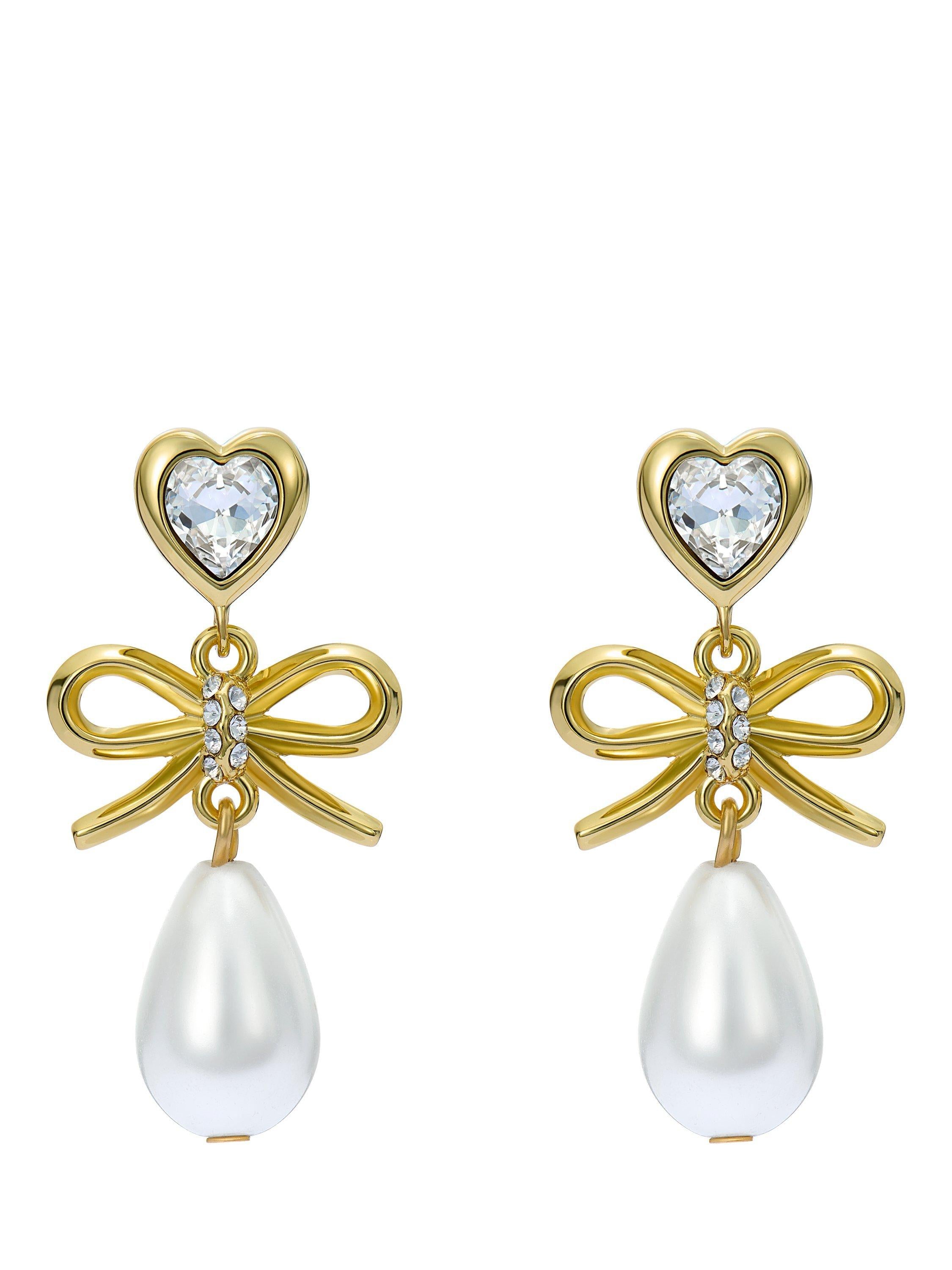 Ted Baker pearl drop earrings gold tone, UK version