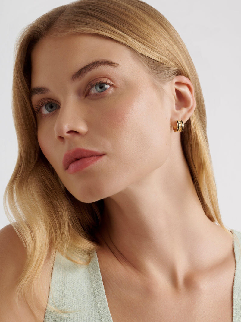 Ted Baker Rolo huggie earrings gold black enamel - British product