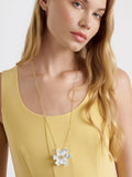 Ted Baker Furled Flower enamel pendant necklace white gold, UK version