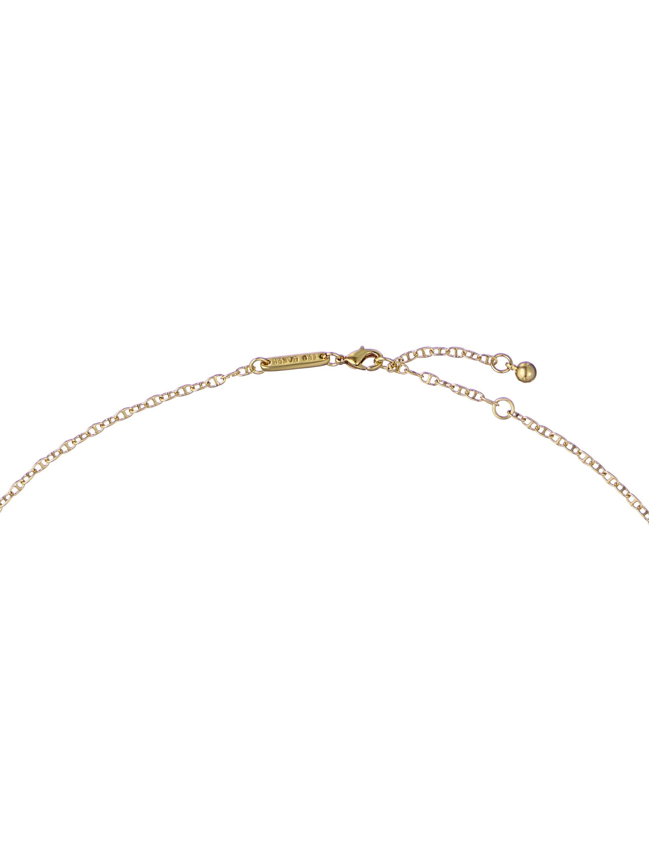 Ted Baker Furled Flower enamel pendant necklace white gold, UK version