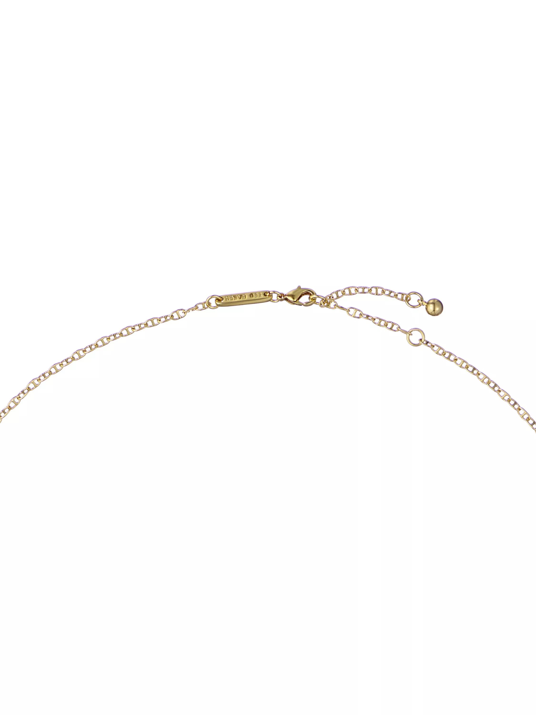 Ted Baker Furled Flower enamel pendant necklace white gold, UK version
