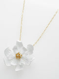 Ted Baker Furled Flower enamel pendant necklace white gold, UK version