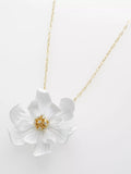 Ted Baker Furled Flower enamel pendant necklace white gold, UK version
