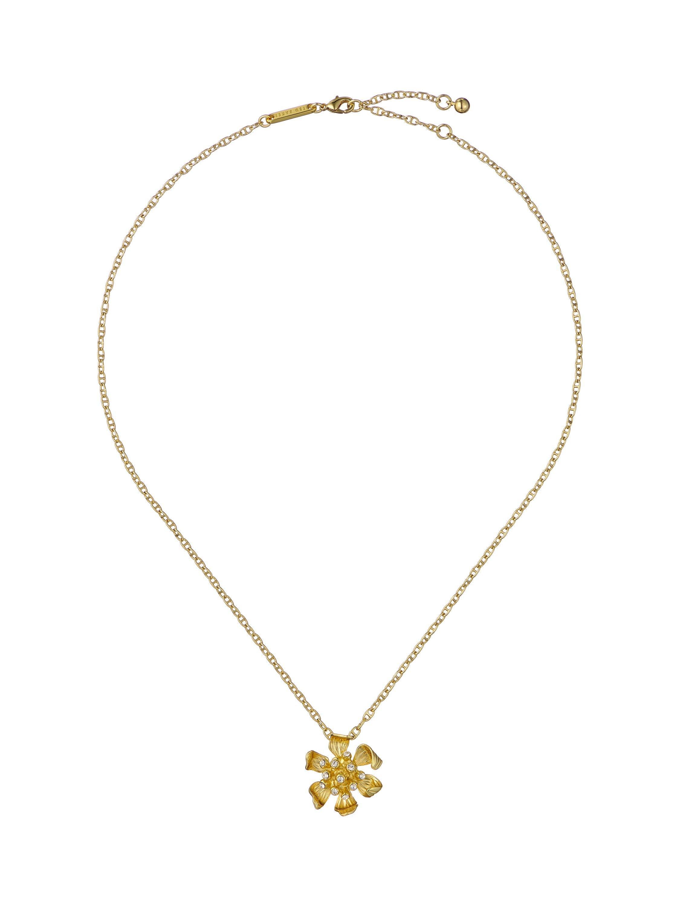 Ted Baker gold pendant necklace flower charm, imported from the UK