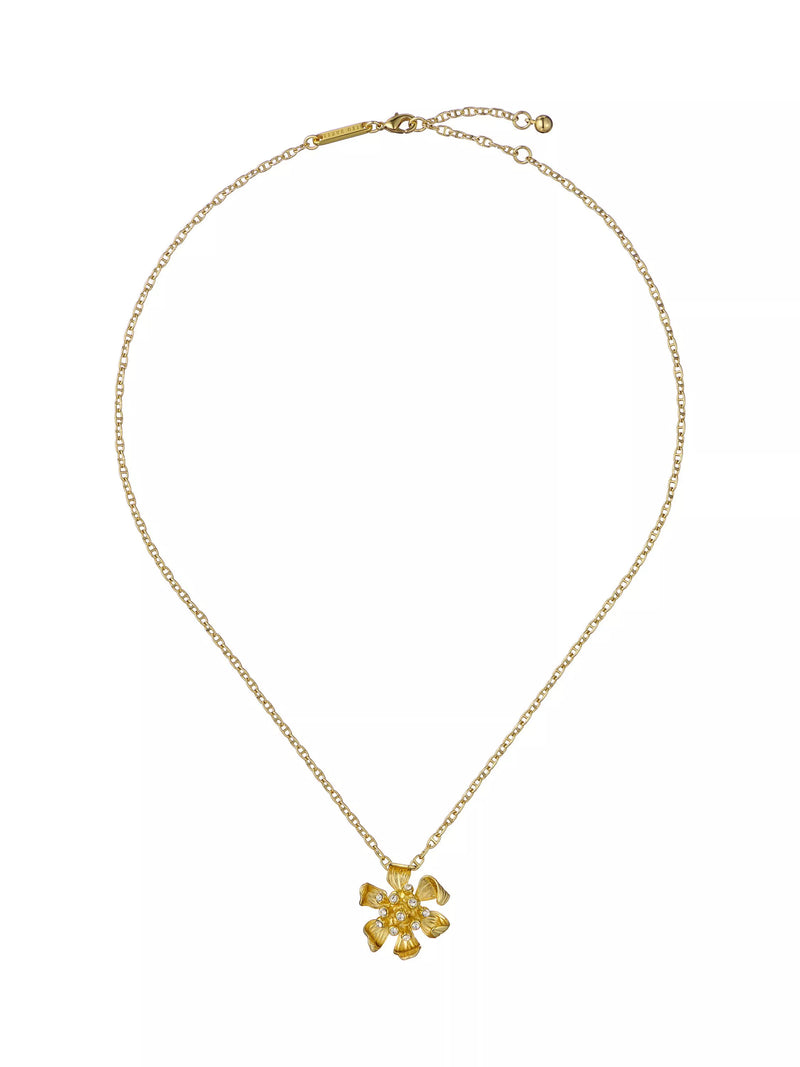 Ted Baker gold pendant necklace flower charm, imported from the UK
