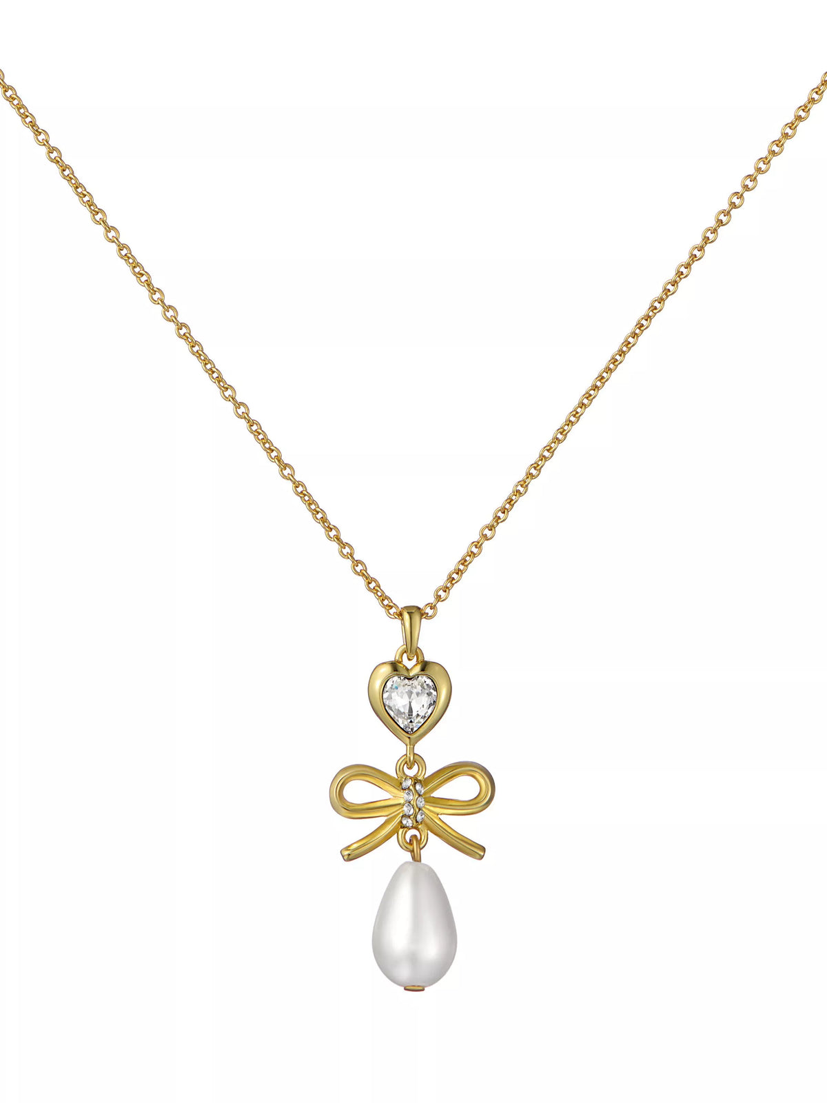 Ted Baker charm heart bow pearl drop pendant necklace - British product