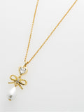 Ted Baker charm heart bow pearl drop pendant necklace - British product