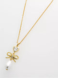Ted Baker charm heart bow pearl drop pendant necklace - British product